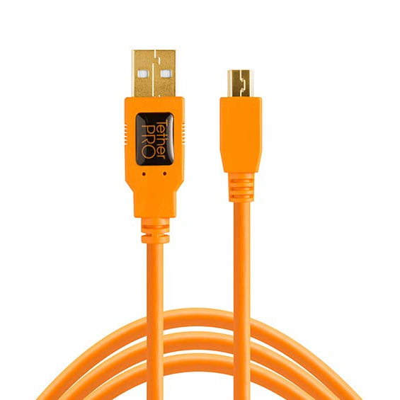 Product Image of Tether Tools TetherPro Cable USB 2.0 A/MiniB 5 Pin 4.6 m Orange