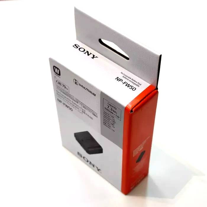 Sony NP-FW50 W-series Rechargeable Battery Pack for NEX-3, NEX-5, NEX-7 - Product Photo 6 - Top down view of the battery packaging