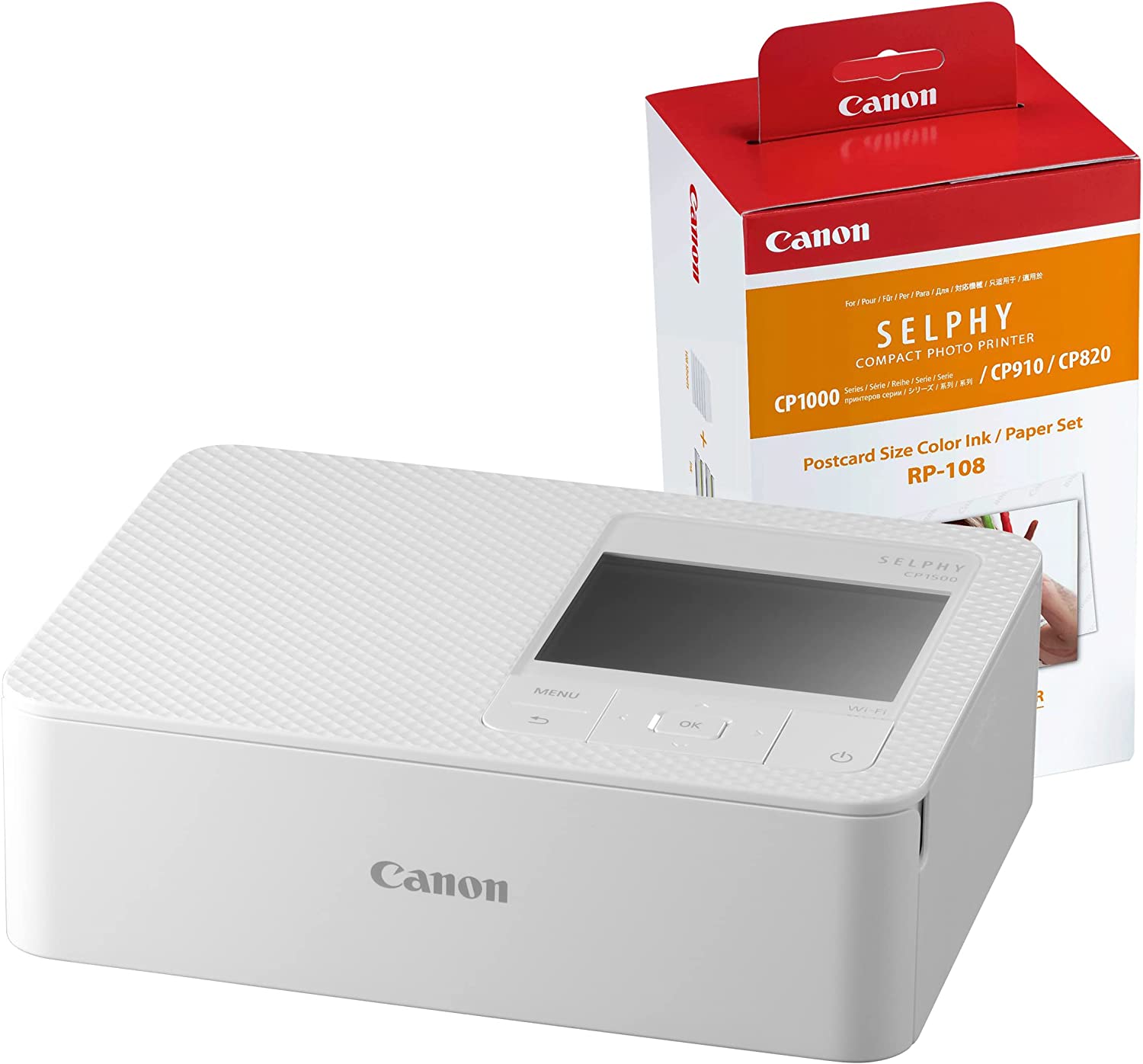 Product Image of Canon SELPHY CP1500 Compact WiFi Photo Printer and RP108 kit - White
