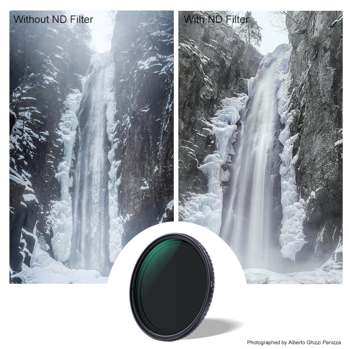 K&F Concept Fader ND2-ND32 (1-5 Stop) Variable ND Lens Filter Neutral Density Filter for Camera Lens NO X Spot, Nanotec, Ultra-Slim, Weather-Sealed