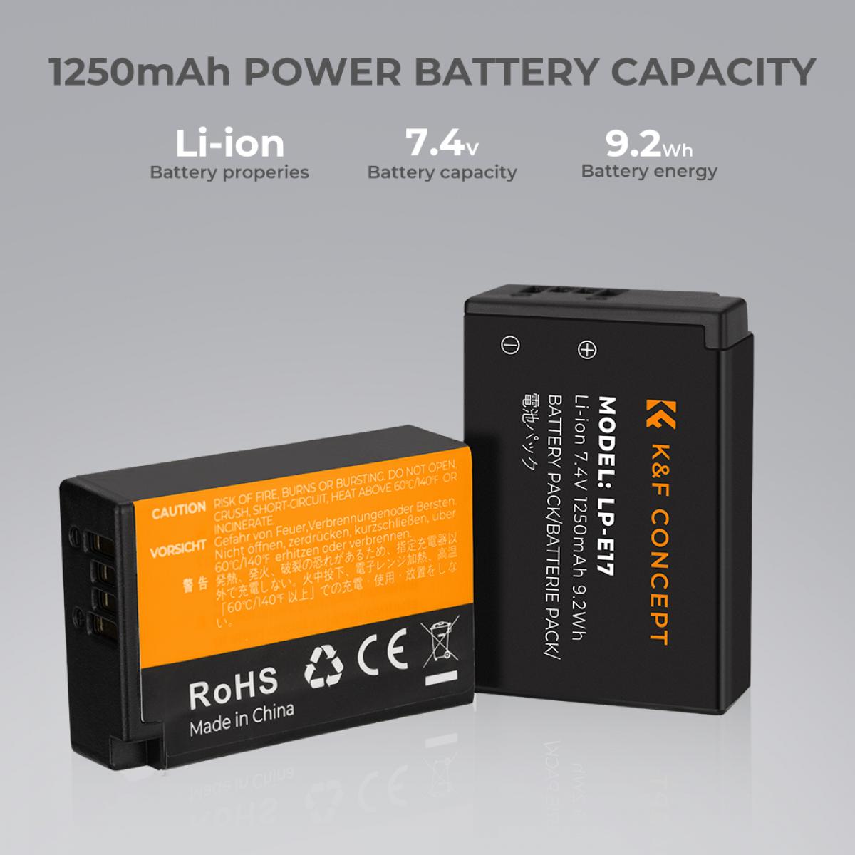 K&F Concept LP-E17 Canon Battery and Dual Battery Charger Kit