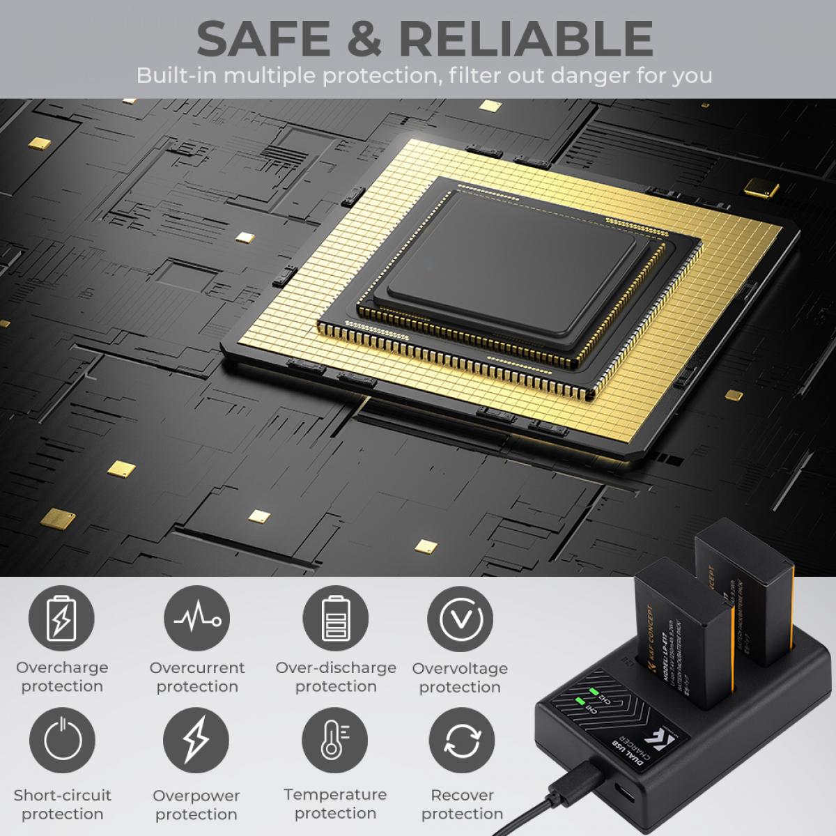 K&F Concept LP-E17 Canon Battery and Dual Battery Charger Kit