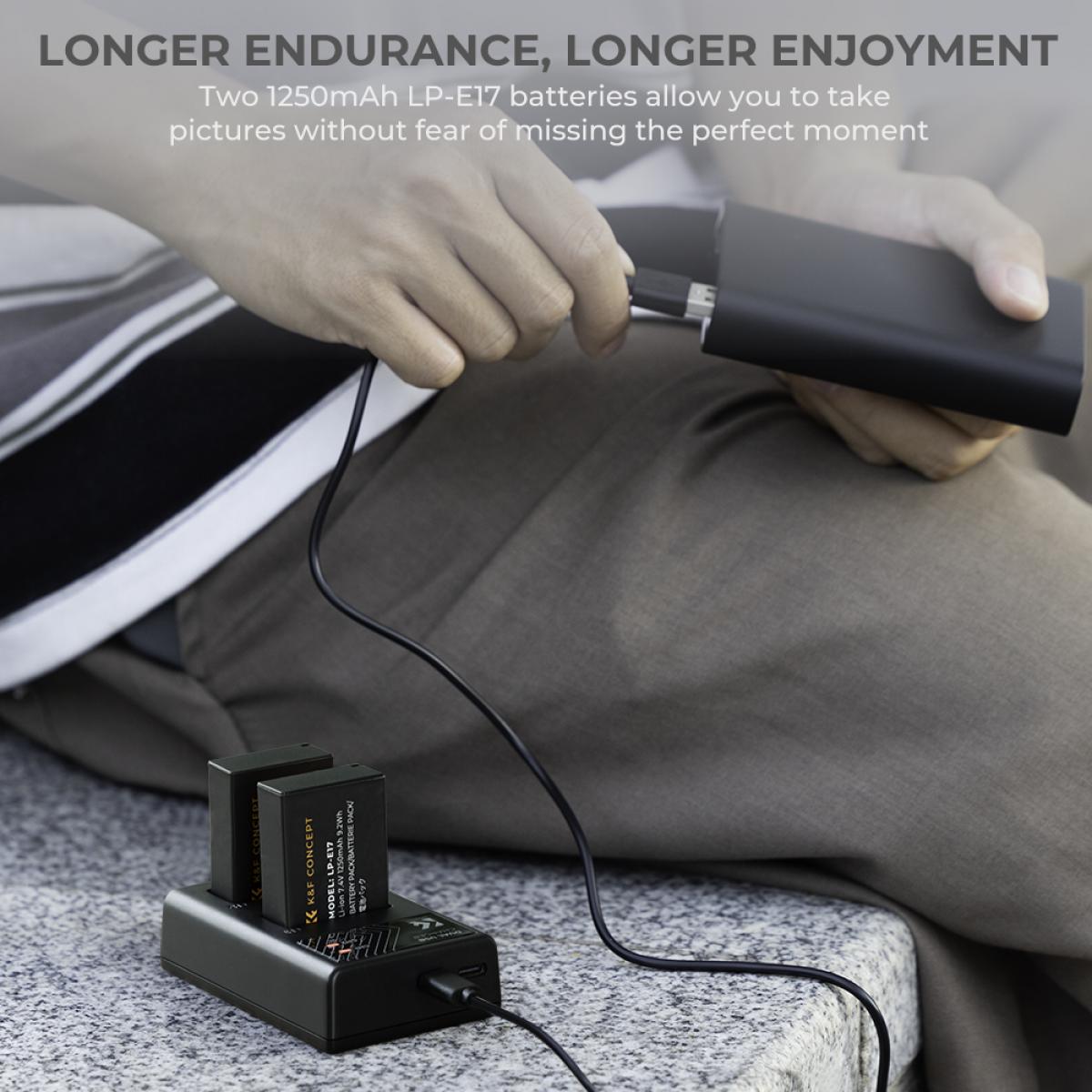 K&F Concept LP-E17 Canon Battery and Dual Battery Charger Kit
