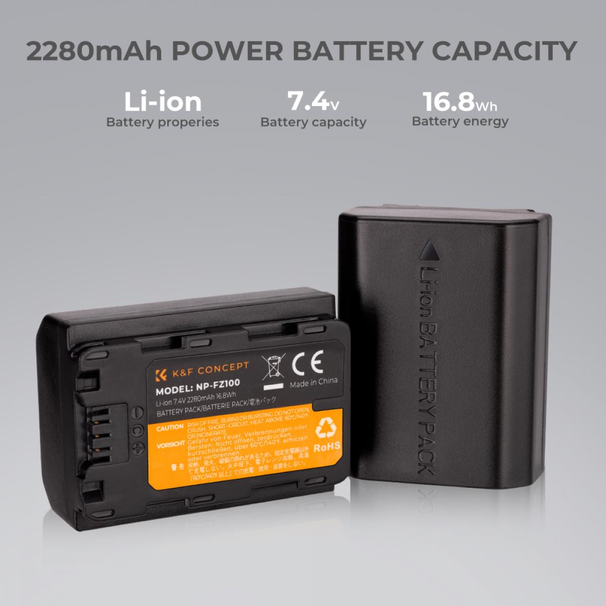 K&F Concept NP-FZ100 sony battery and dual slot battery charger kit