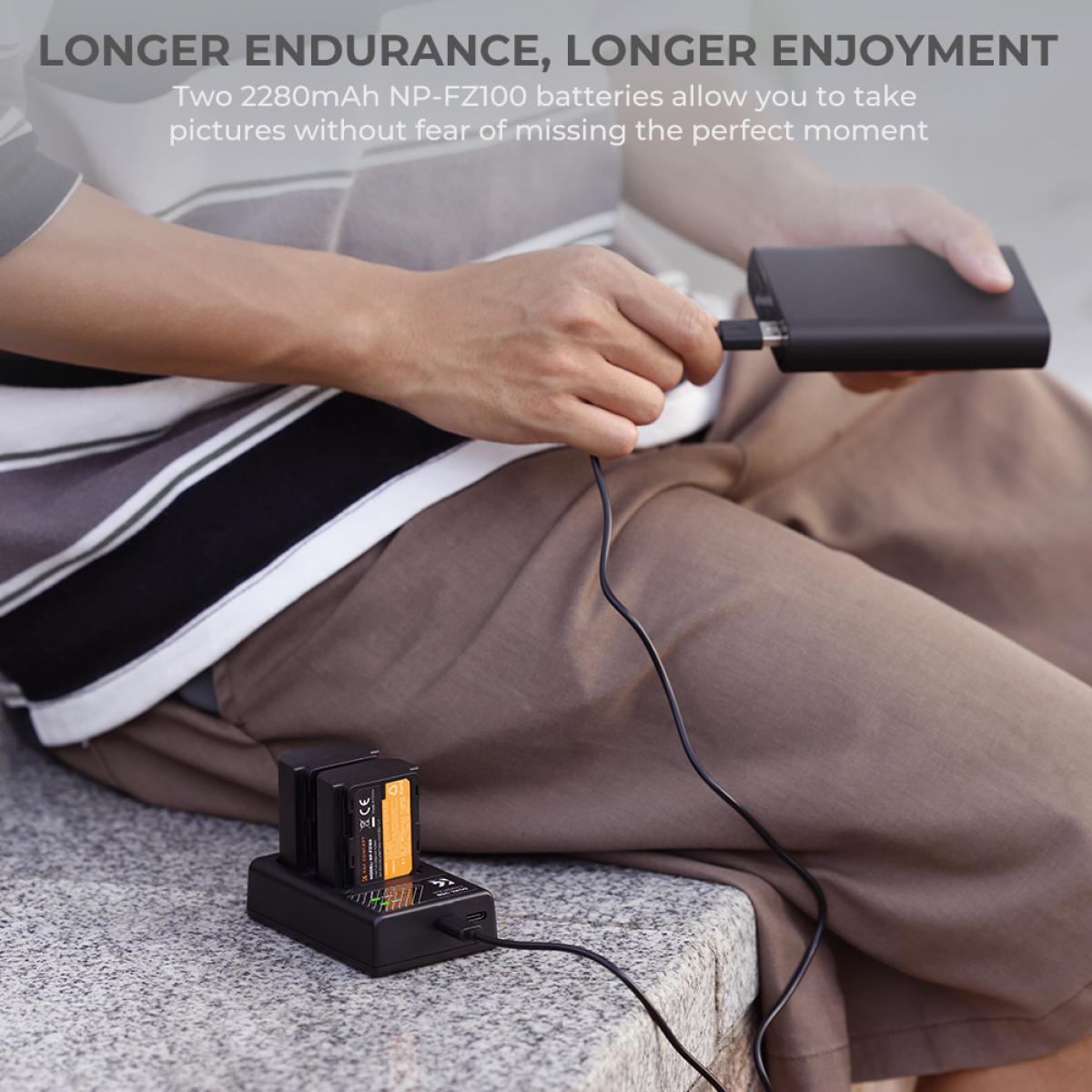 K&F Concept NP-FZ100 sony battery and dual slot battery charger kit