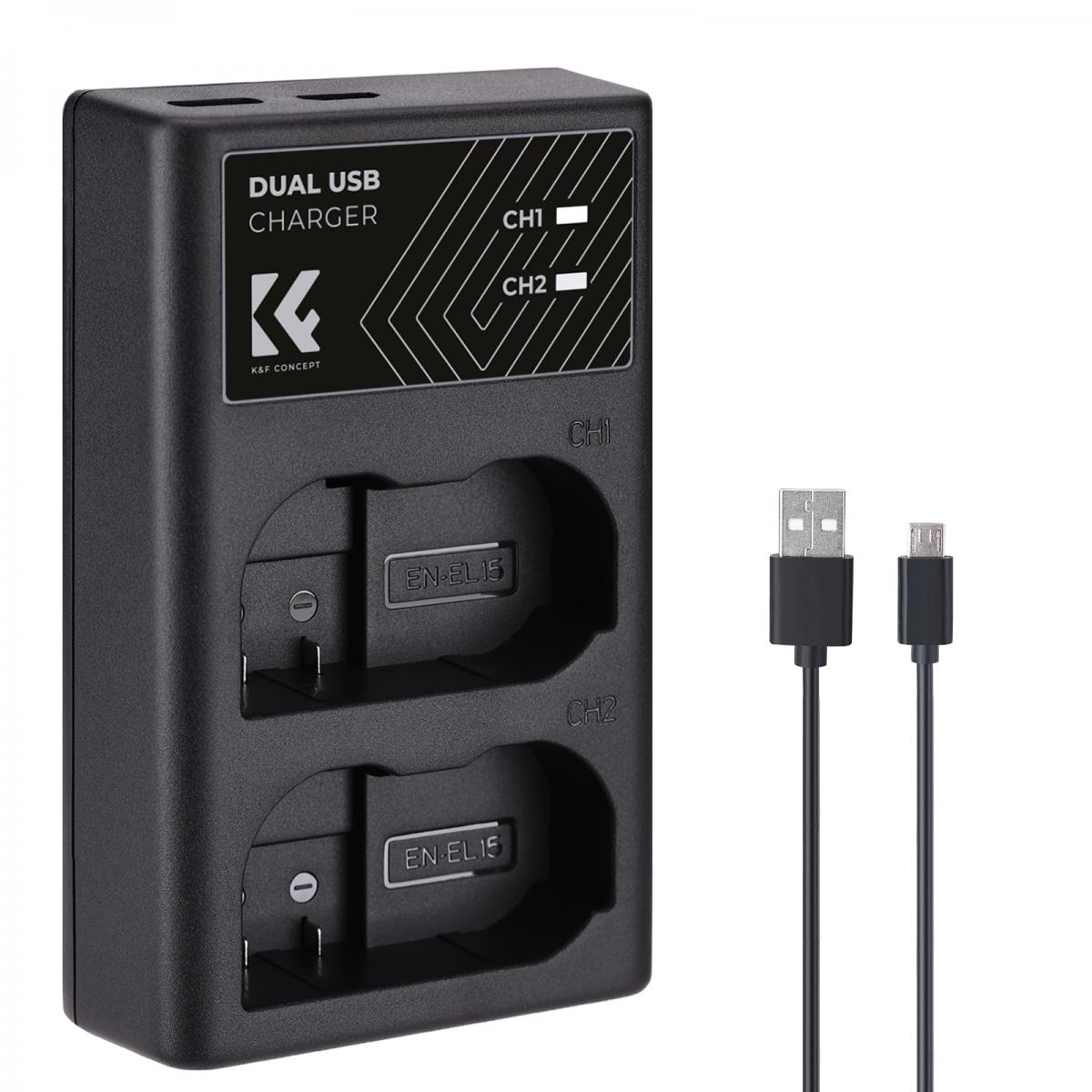 Product Image of K&F Concept Nikon EN-EL15/EN-EL15a/EN-EL15b Dual Slot Quick Battery Charger