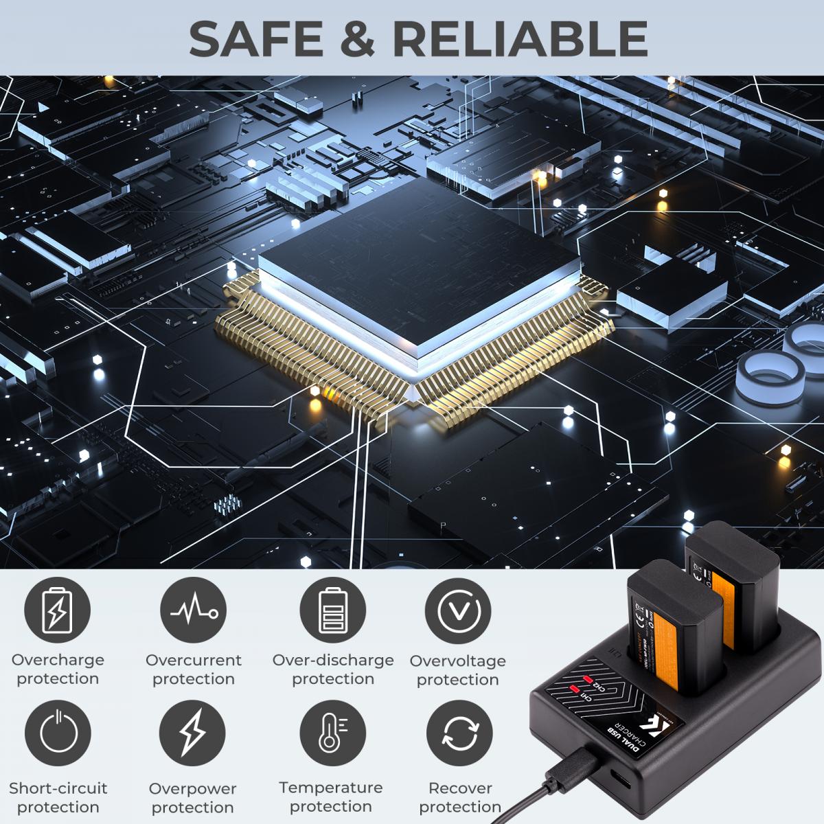 K&F Concept Sony NP-FW50 Dual Slot Quick Battery Charger