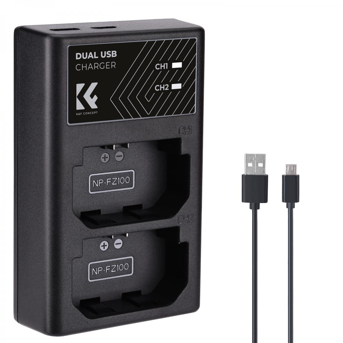 K&F Concept Sony NP-FZ100 Dual Slot Quick Battery Charger