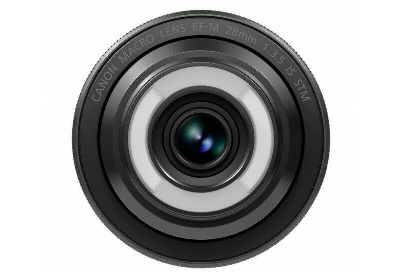 Canon EF-M 28mm f3.5 Macro IS STM Black Lens for EOS M - Product Photo 3 - Frontal view with focus on the glass components