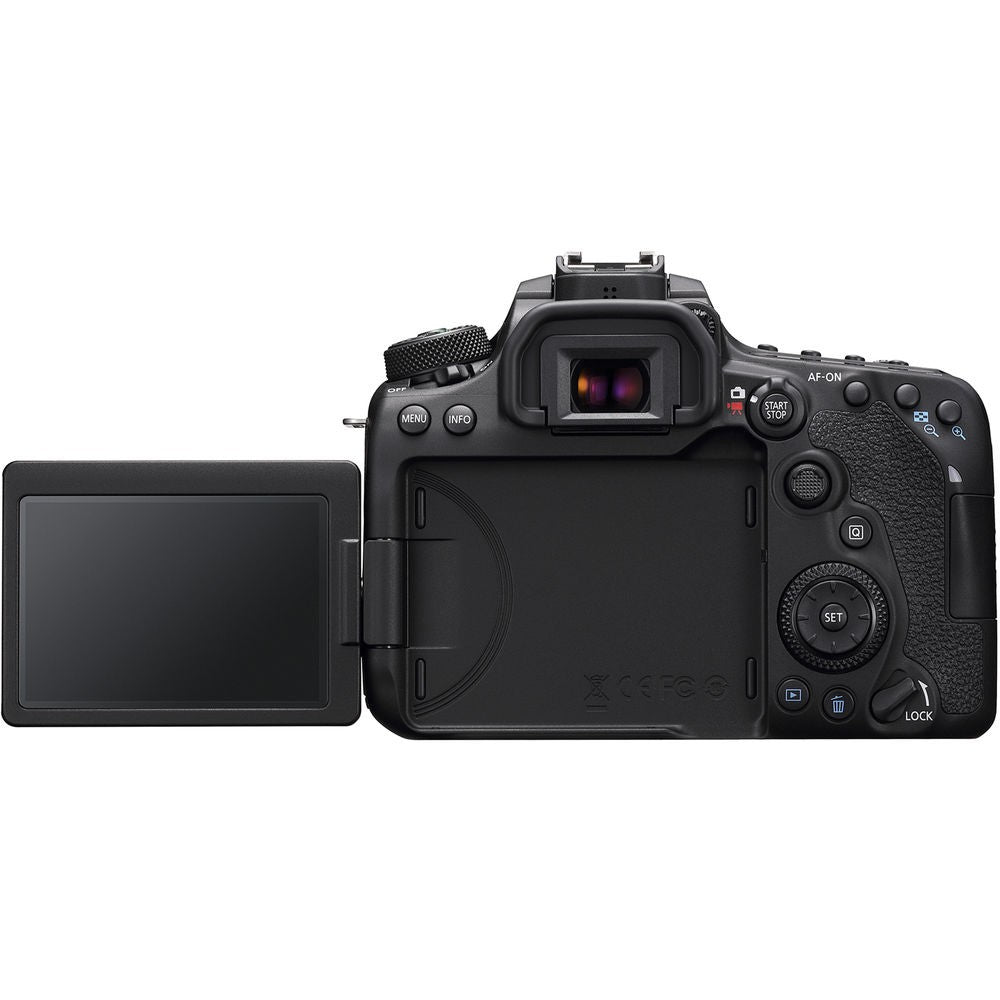 Canon EOS 90D DSLR Camera (Body Only) - Product Photo 10 - Rear view of the camera with the screen extended