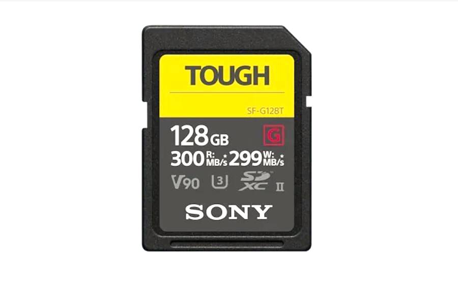 Sony 128GB SF-G Tough UHS-II SDXC Memory Card - 300MB/s UHS-II V90 8K - Product Photo 1 - Front view of the SD card