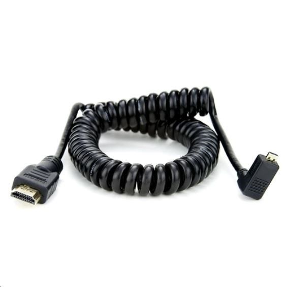 Atomos Coiled Right-Angle Micro HDMI to HDMI Cable - 30 to 45cm