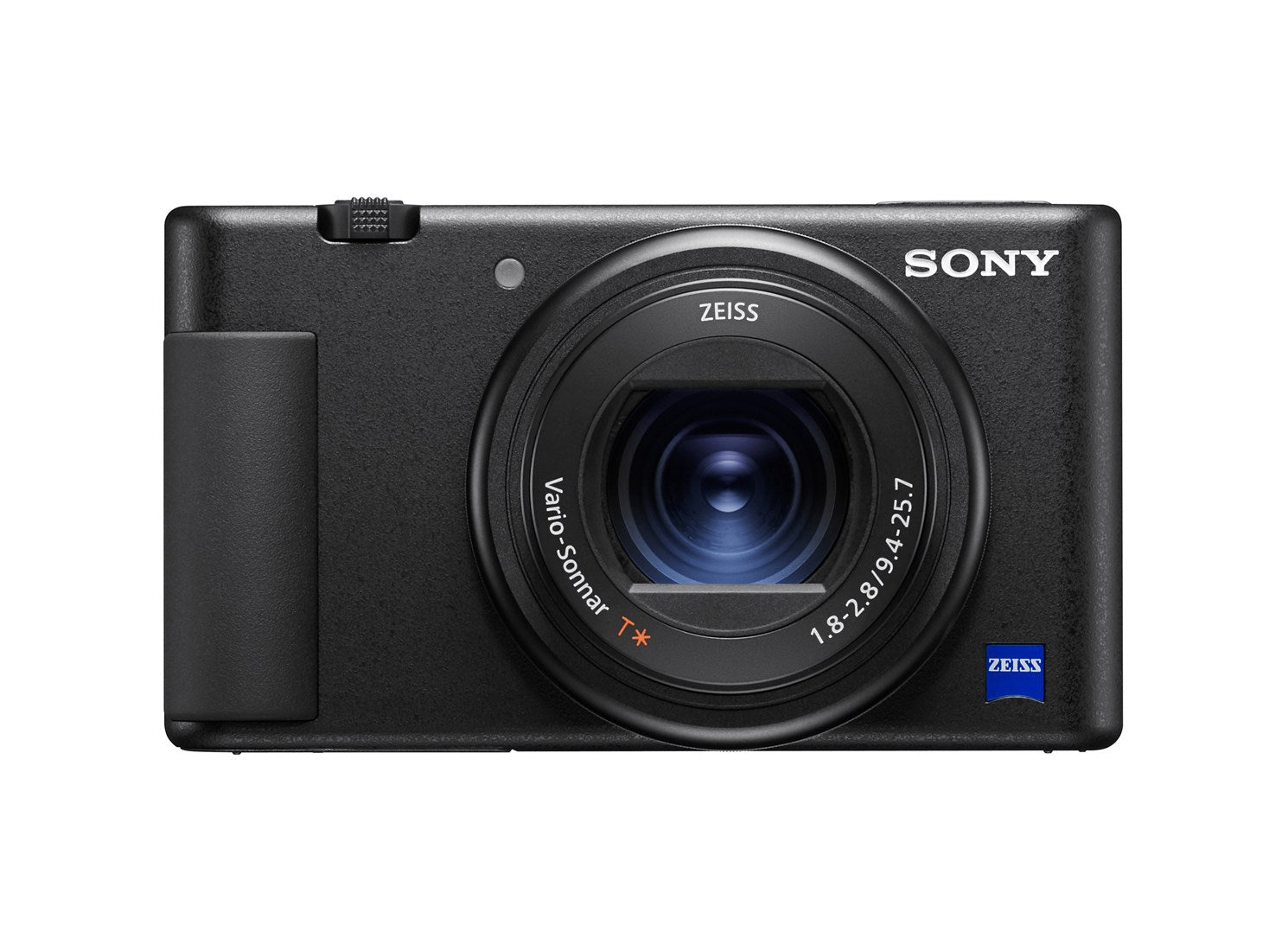 Sony ZV-1 Compact Digital Camera 4K UHD - Black - Perfect for Vloggers - Product Photo 1 - Front shot of the camera with the lens details visible