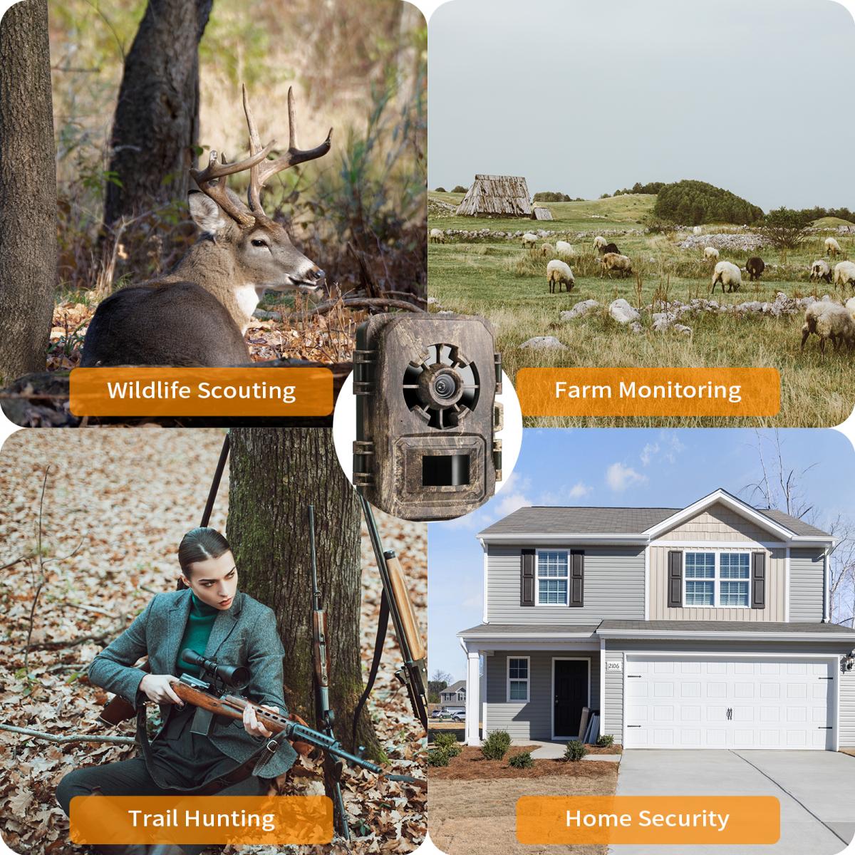 K&F Concept Wildlife security Trail Camera, 24MP photos & 1296P/30fps video with 2 inch screen - dead wood