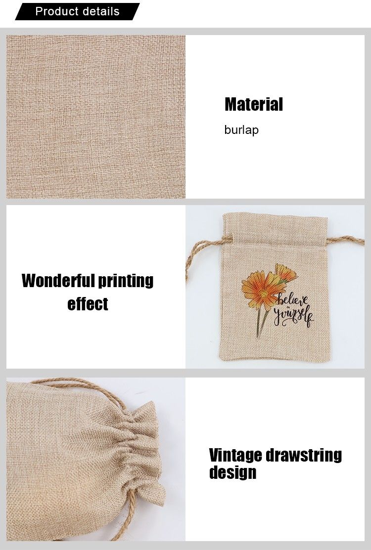 Customisable Burlap Drawstring bag - 17CM X 34CM
