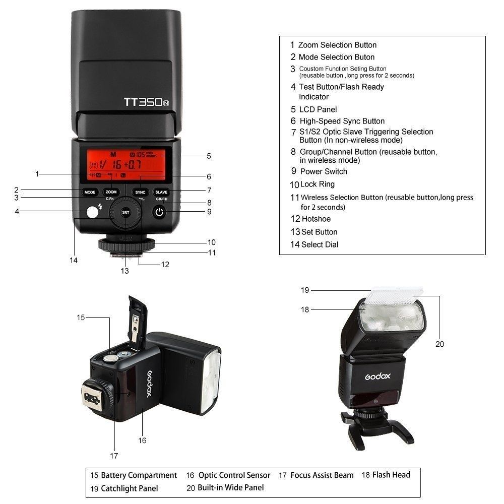 Godox TT350N 2.4GHz TTL SpeedLite Flash - Nikon