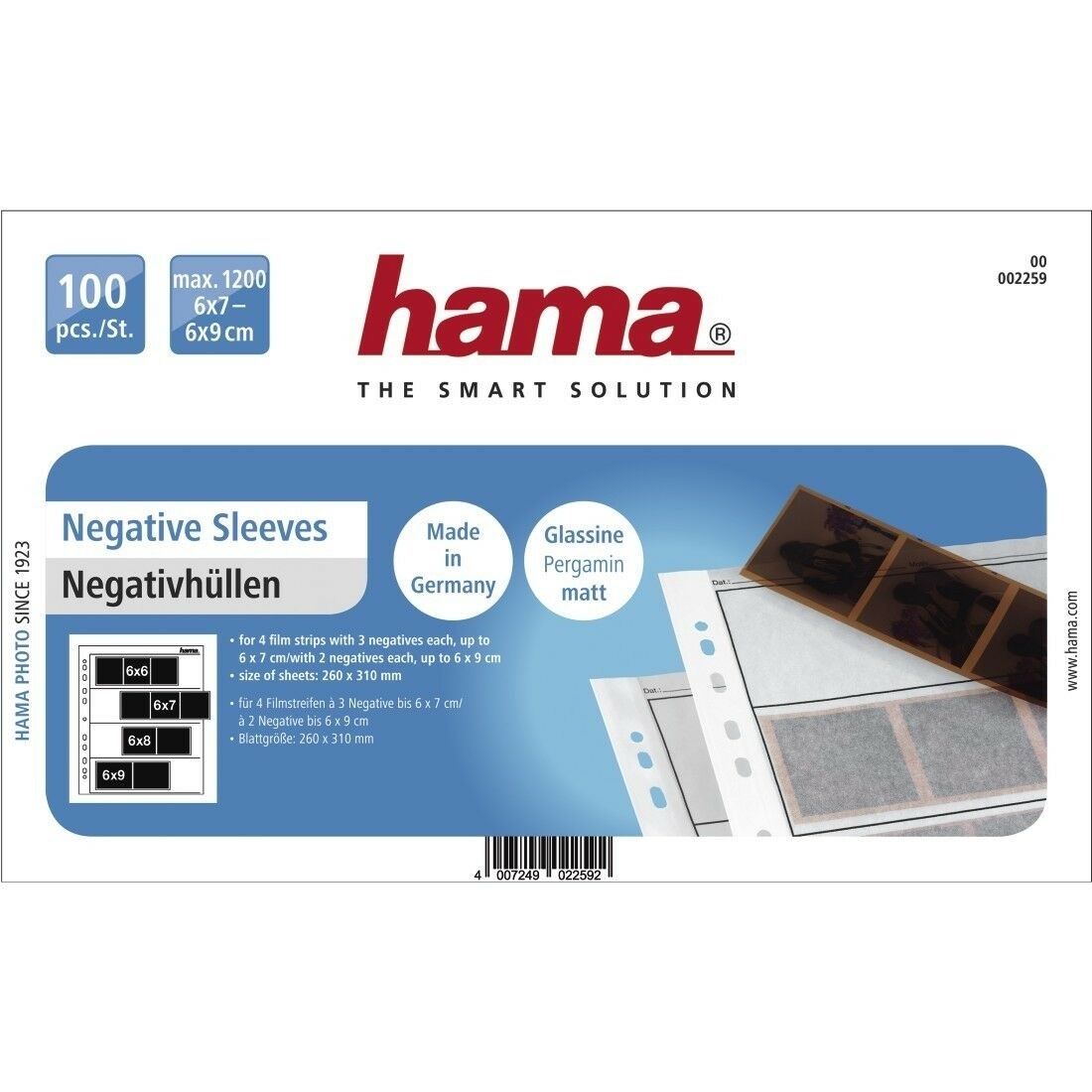 Hama 120 Negative Strip Sleeves 100 Storage Ring Binder Pages - translucent