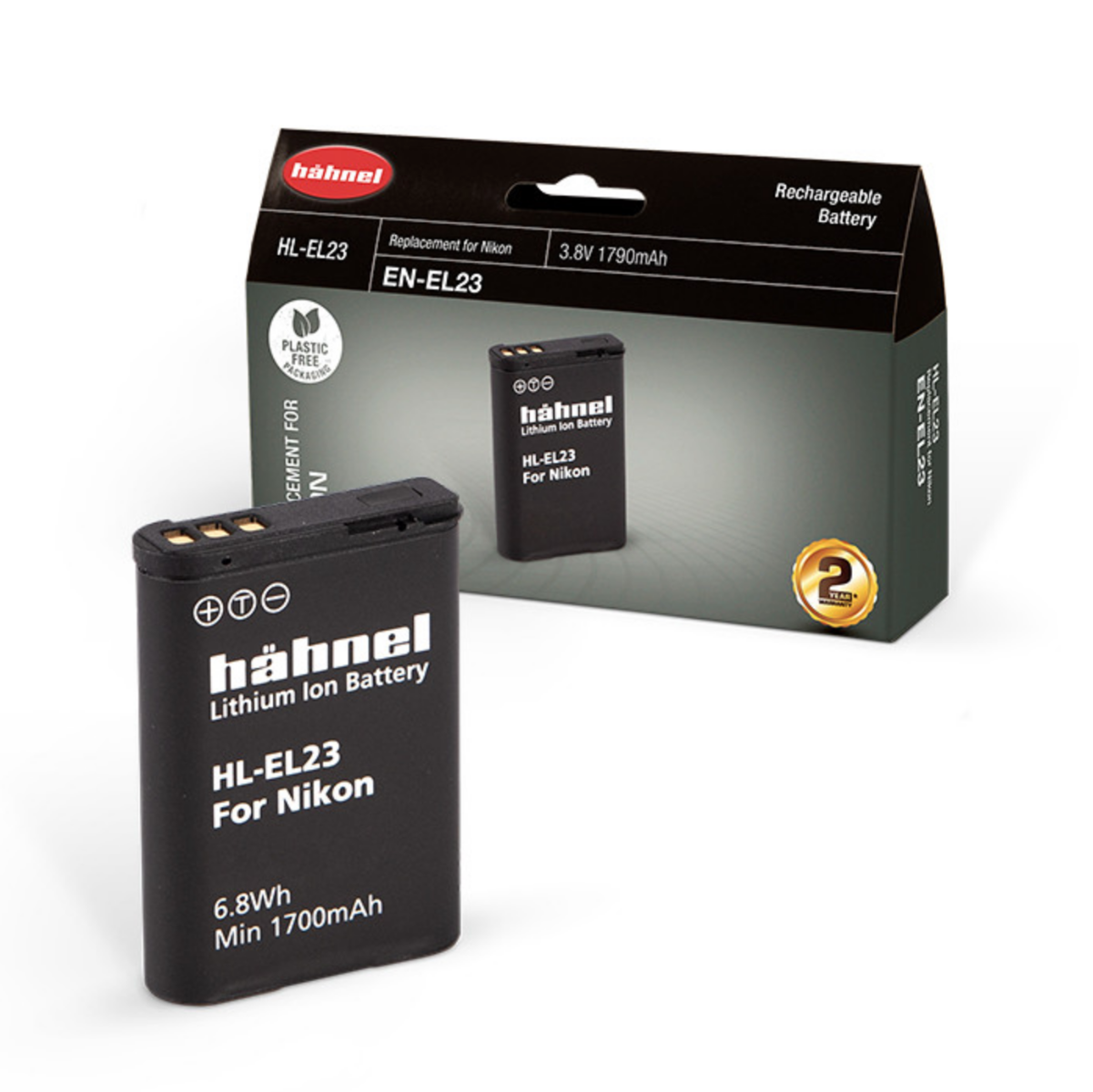 Product Image of Hahnel HL EL23 - for Nikon Coolpix P600 - Camera Rechargeable Battery 1790mAh - Compatible with Nikon EN-EL23