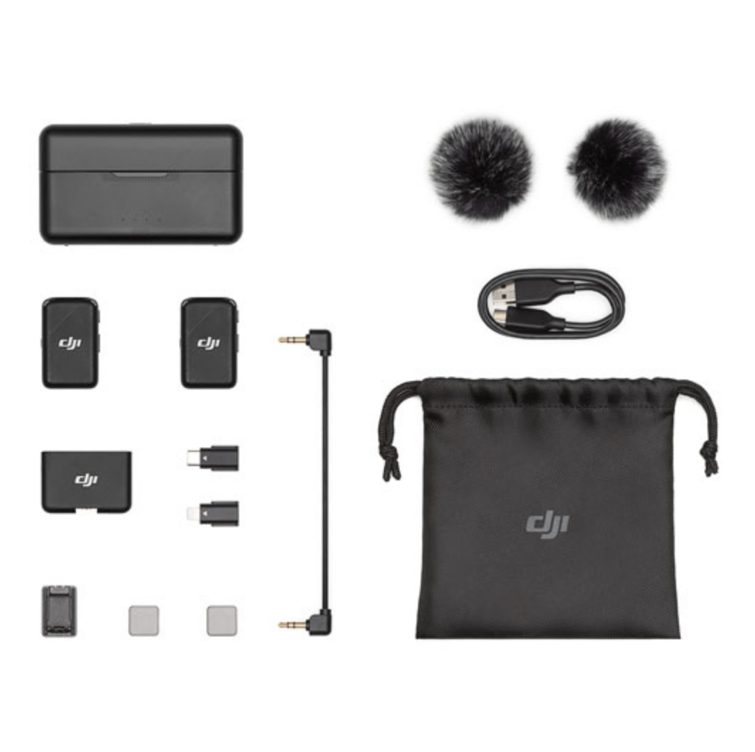 DJI Mic Wireless Microphone Kit - (2Tx + 1Rx) Includes 2 Transmitters, 1 Receiver and Charging Case