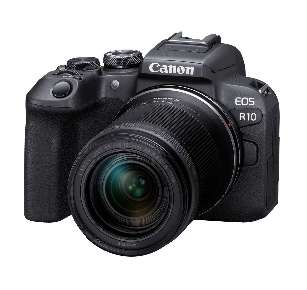 Canon EOS R10 Mirrorless Camera + RF-S 18-150mm F3.5-6.3 IS STM Lens Kit - Product Photo 1 - Front side view with the lens attached