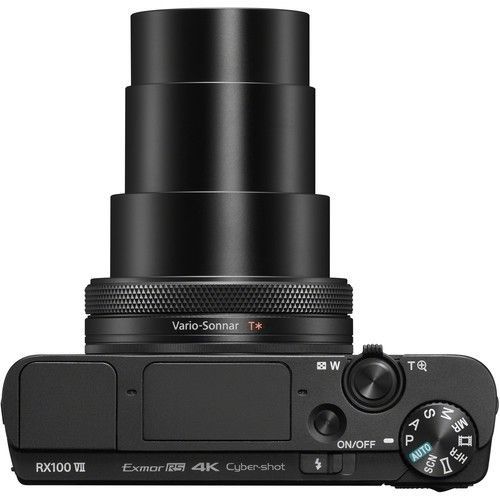 Sony Cybershot RX100 VII Compact Camera - Black - Product Photo 6 - Top down view of the camera with the lens extended