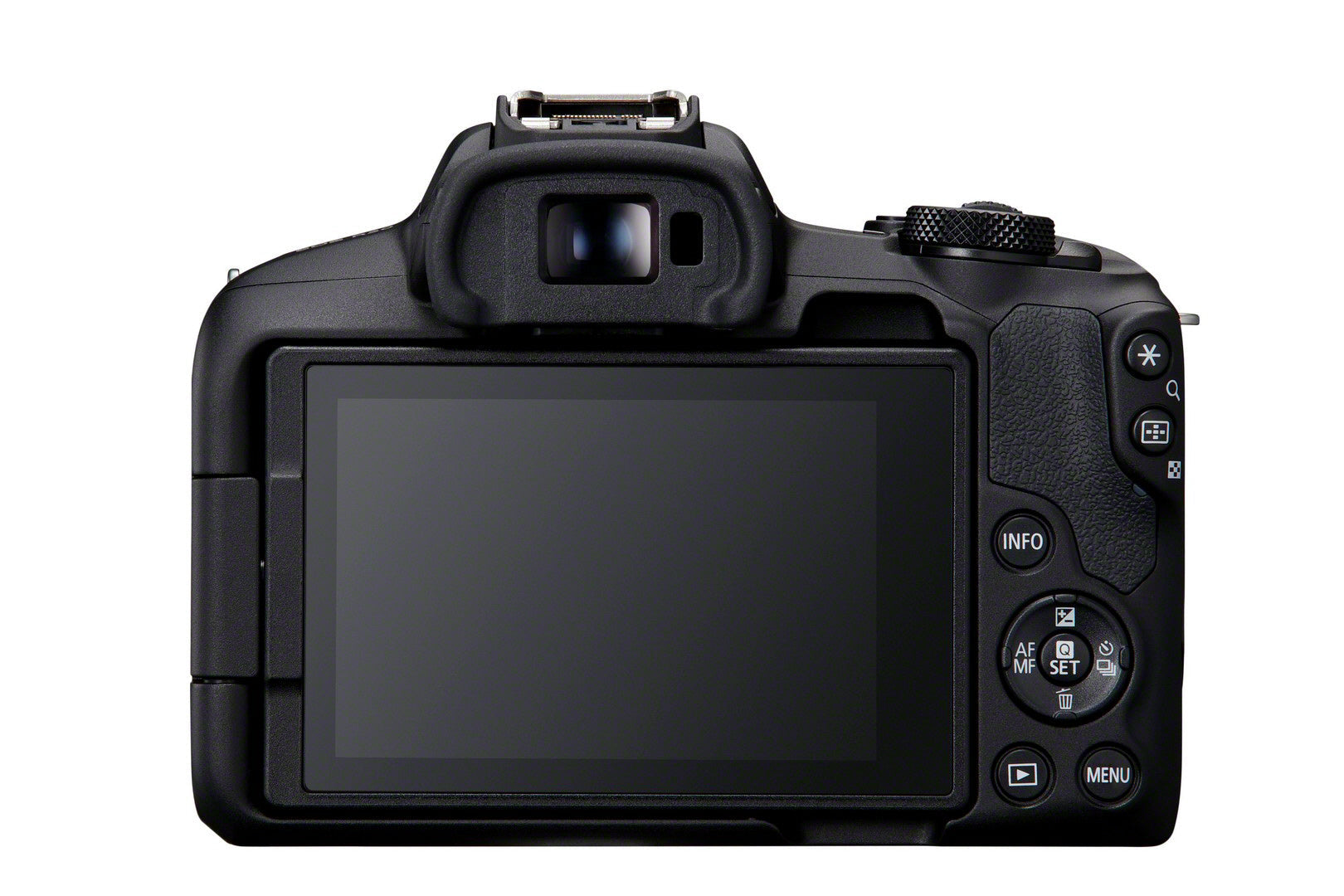 Canon EOS R50 Mirrorless APS-C Body Only - Product Photo 8 - Rear view of the camera body with the screen visible and in it's natural position