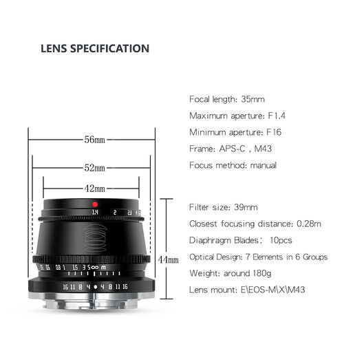 TTArtisan 35mm f1.4 Lens for FUJIFILM X - Black
