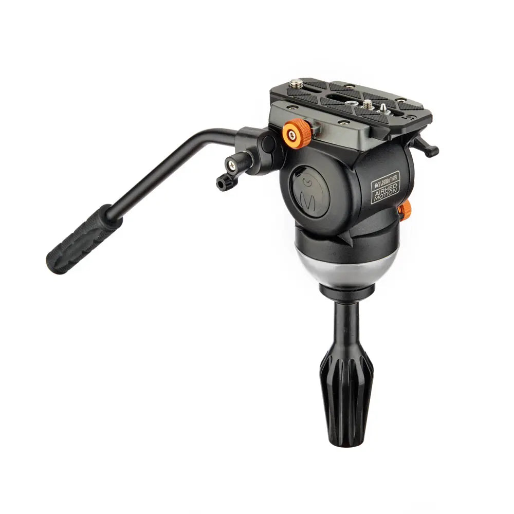 Camera tripod head with adjustable arm on a white background