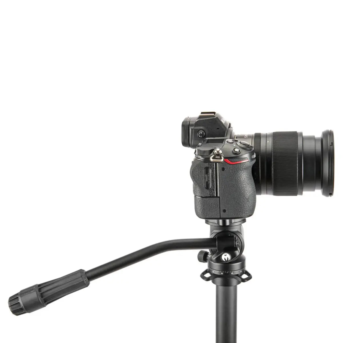 Camera on a tripod with a white background