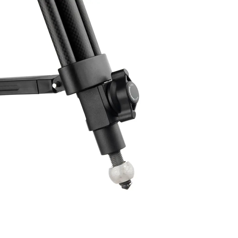 Black microphone stand on a white background