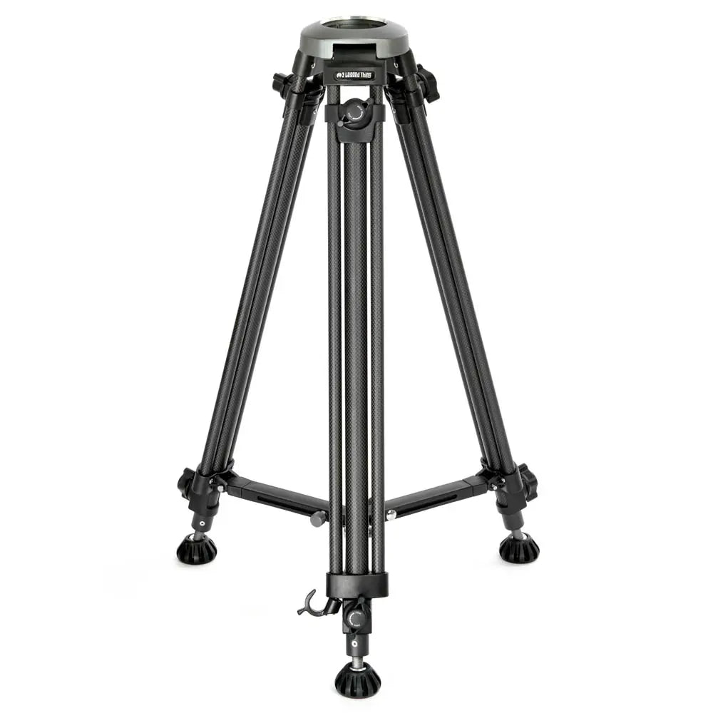 Black tripod stand on a white background