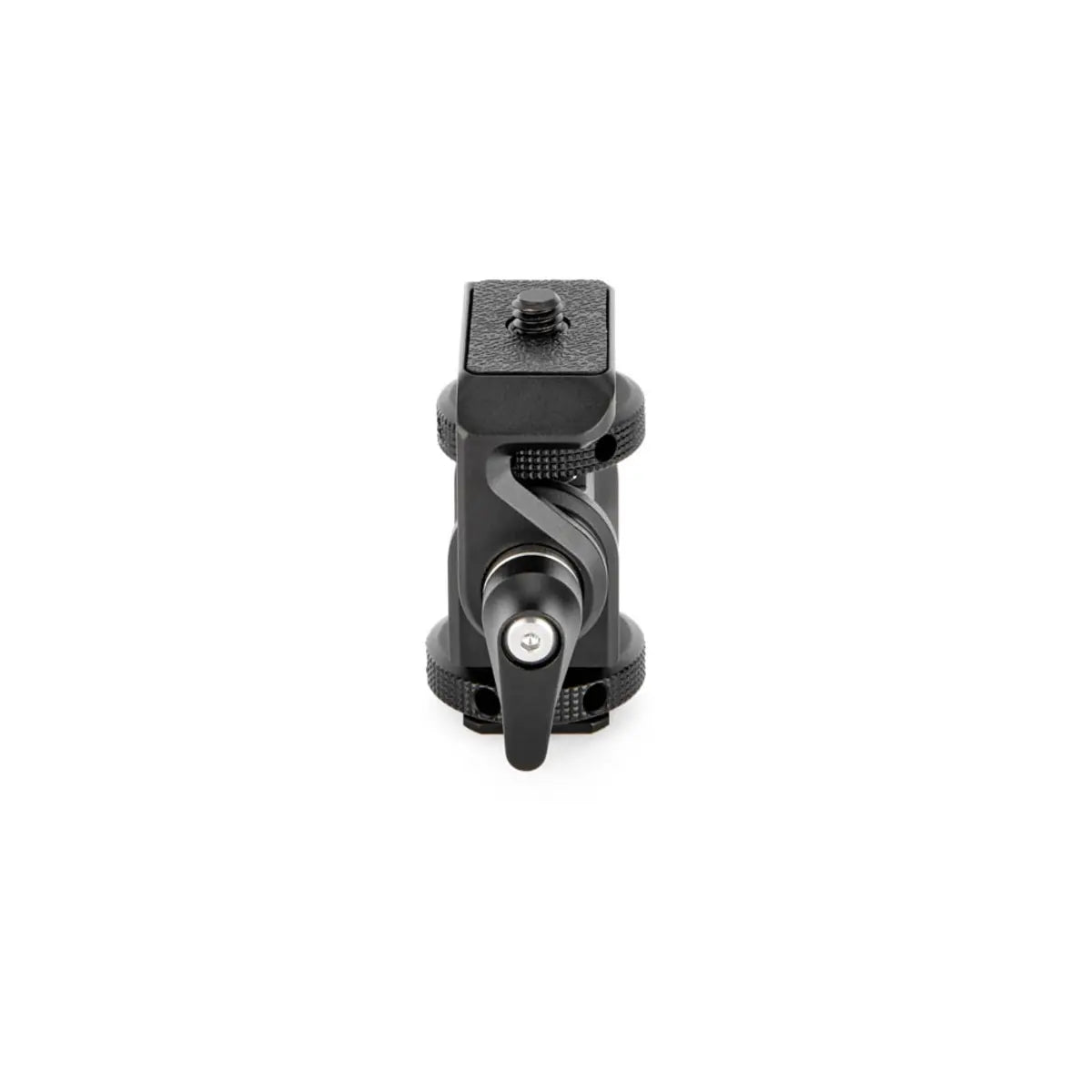 Black camera mount on a white background