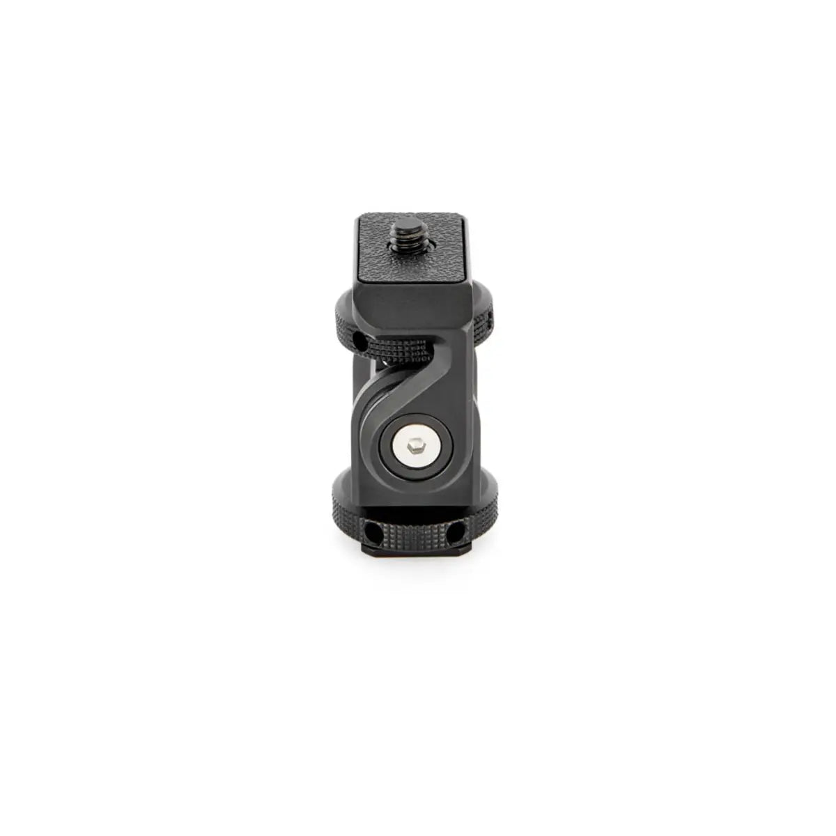 Black camera mount on a white background