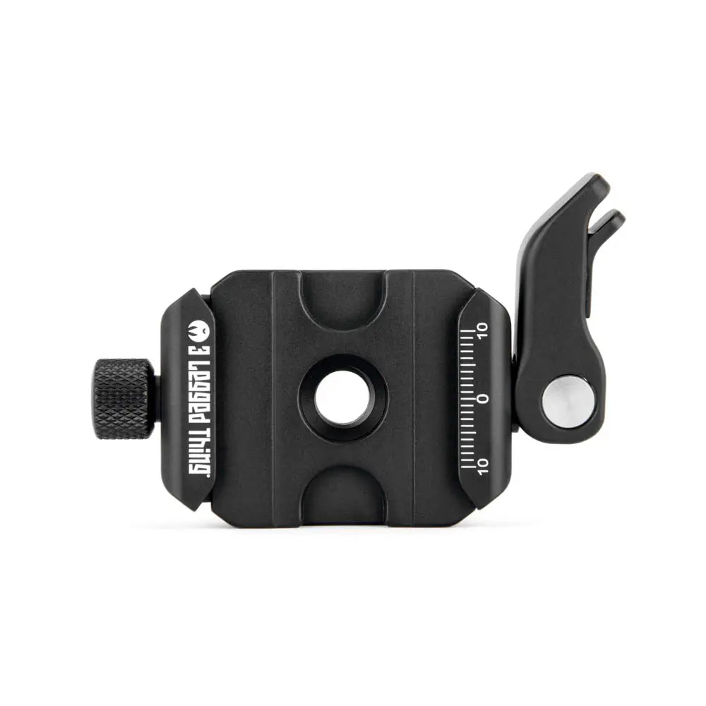 Black camera lens mount with brand logo on a white background