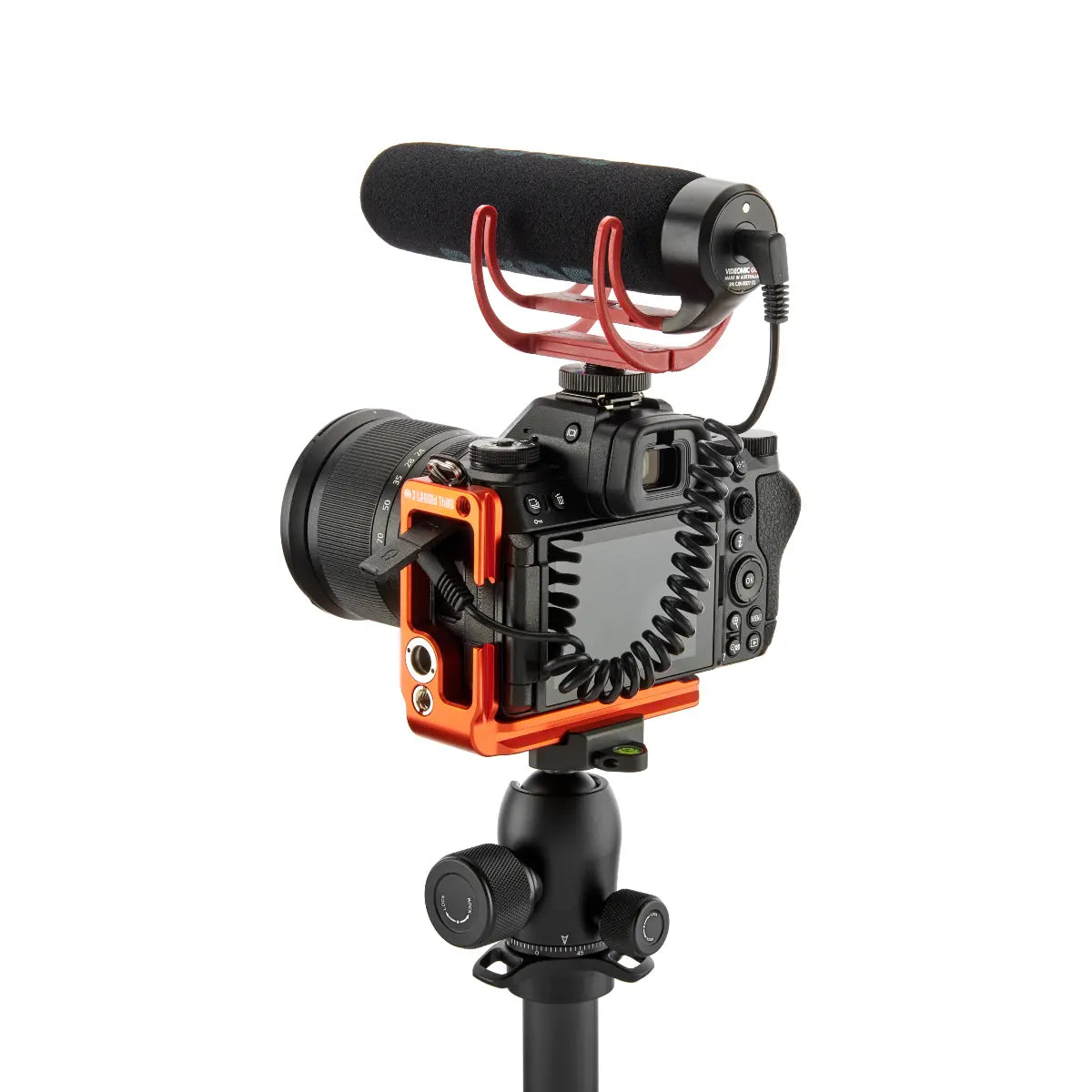 Camera with microphone on a white background