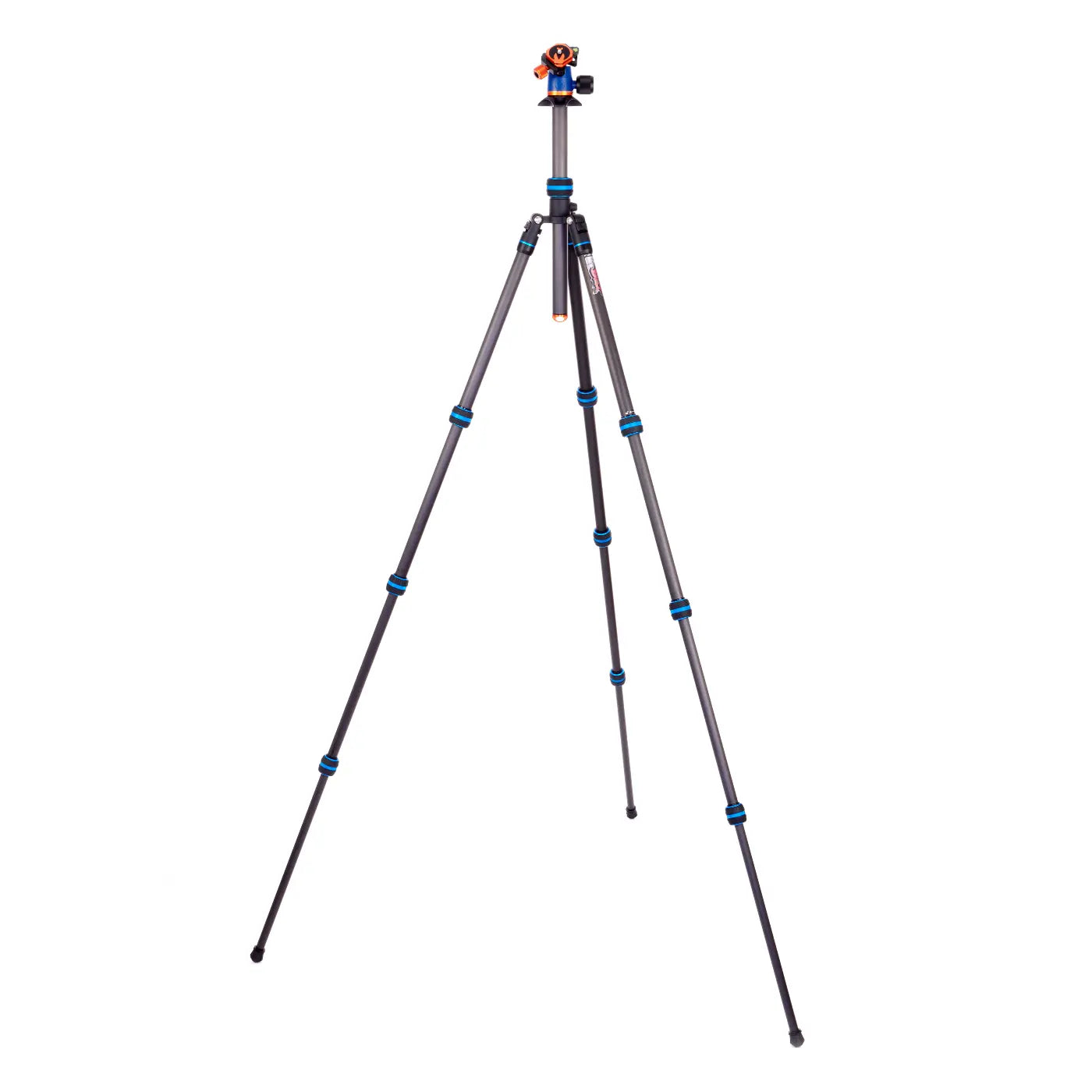 Camera tripod with ball head on a white background