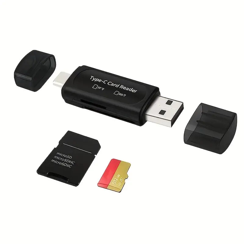 3 en 1 Type-c & Micro USB & USB 2.0 Lecteur de carte SD / TF 3 ports pour  Smartphones / PC compatibles OTG (Or)