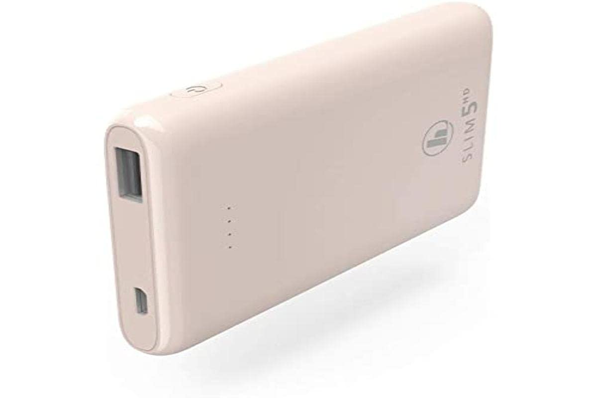 Hama SLIM 5HD 5000mAh Fast Charge Powerbank, 1x USB-A, LED Capacity Indicator, Light Pink
