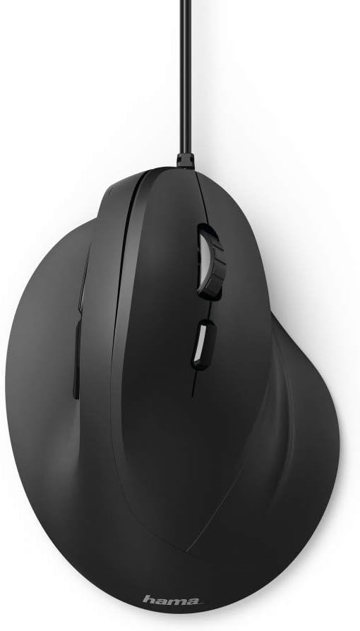 Hama 182698, Vertical Ergonomic Mouse Anti Strain, Black