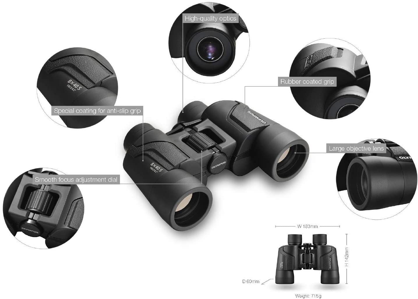 Clearance Olympus Binocular 8x40 S - Ideal for Nature Observation, Wildlife, Birdwatching
