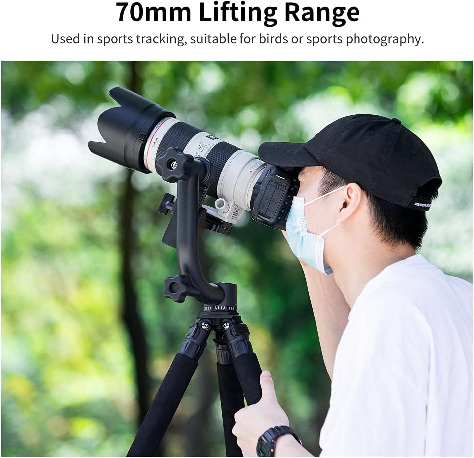 K&F Concept Professional Gimbal Head Heavy Duty Metal 360 Degree Panoramic Tripod Head with Standard 1/4'' Quick Release Plate and Bubble Level for Digital SLR Cameras Up to 20KG/44LBS