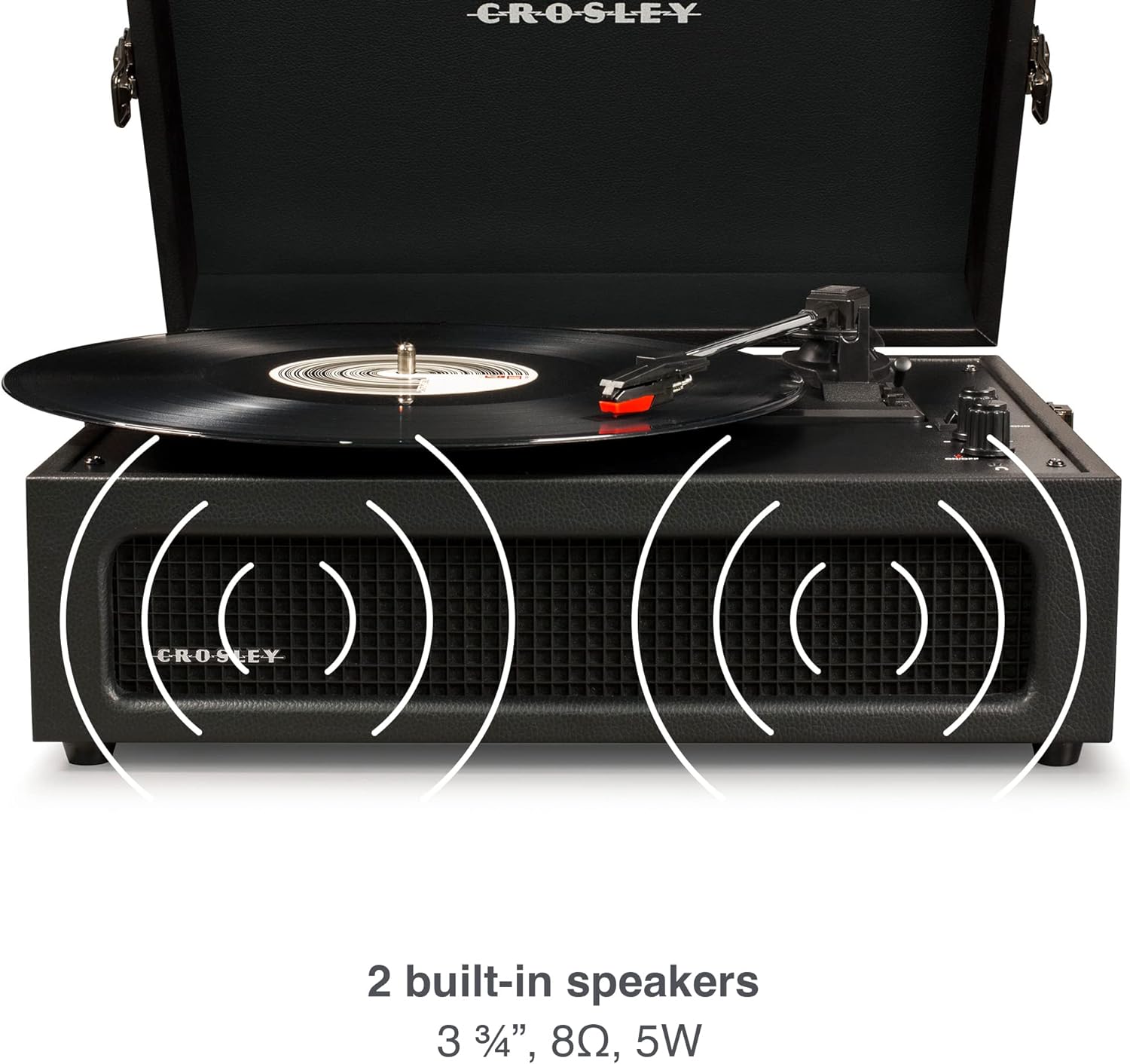 Crosley Voyager Portable Retro vinyl record player turntable with bluetooth – Black