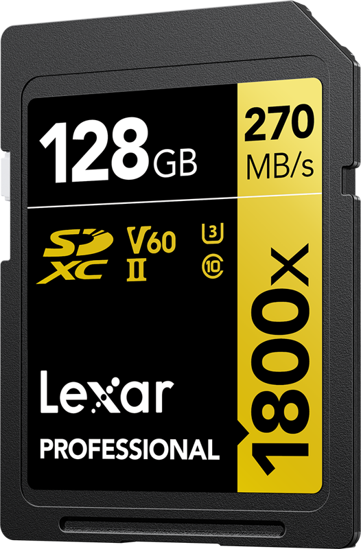 Lexar Pro 128GB 1800x SDXC U3 (V60) UHS-II memory card (2 pack)