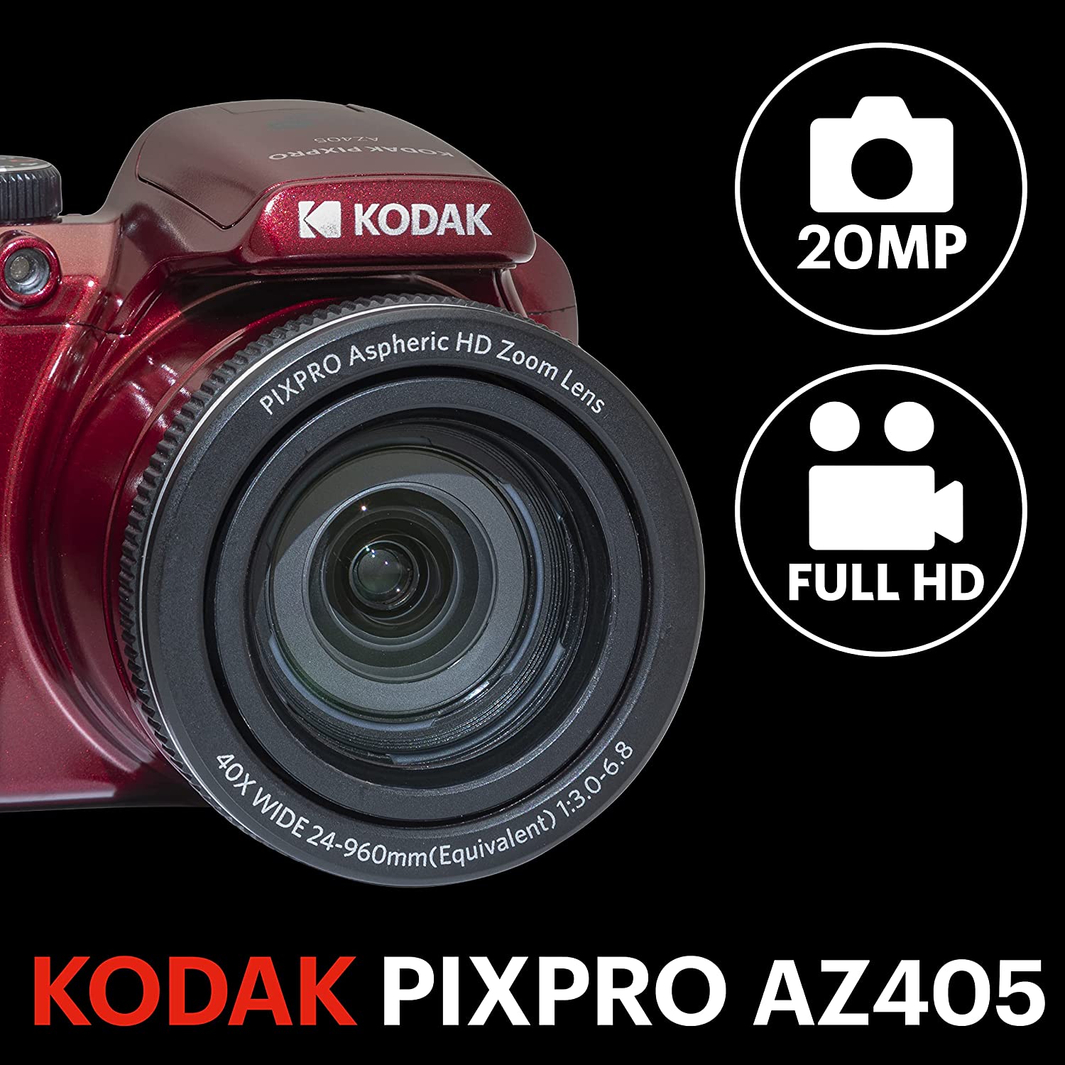 CLEARANCE Kodak Pixpro AZ405 Digital Bridge Camera (Red)