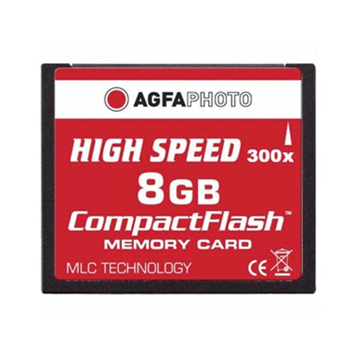 AgfaPhoto Compact Flash 8GB High Speed 233x Memory Card front angle