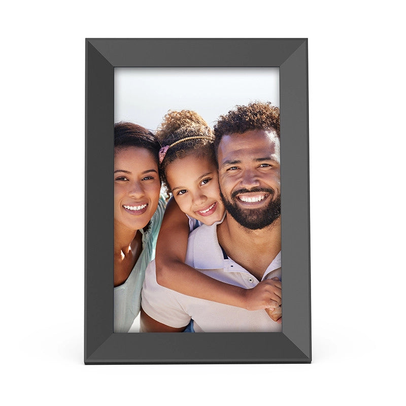 Agfaphoto Realiview 10" wifi digital frame front angle in portrait orientation