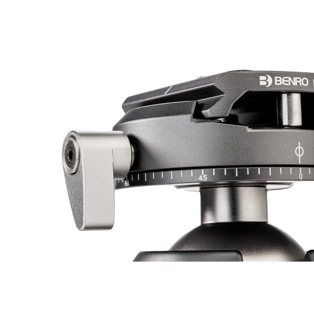Close-up of a Benro camera leveling device on a white background