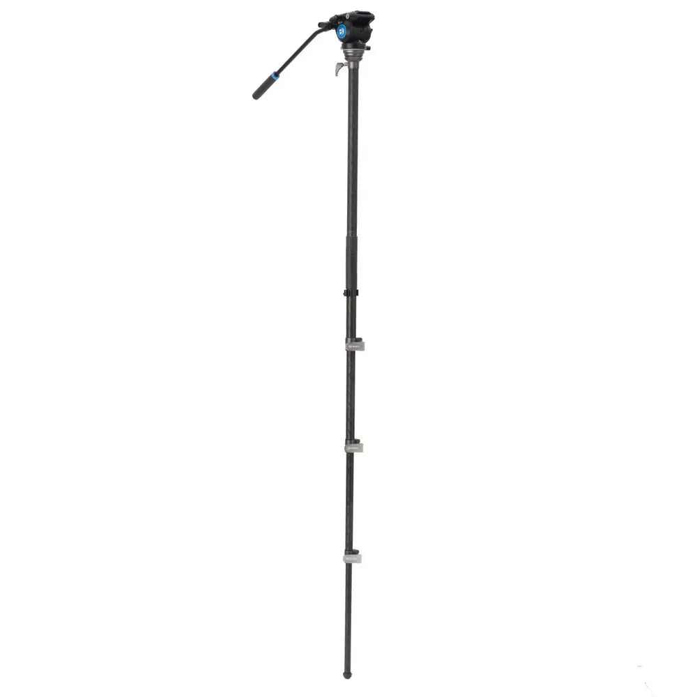 Black camera monopod on a white background