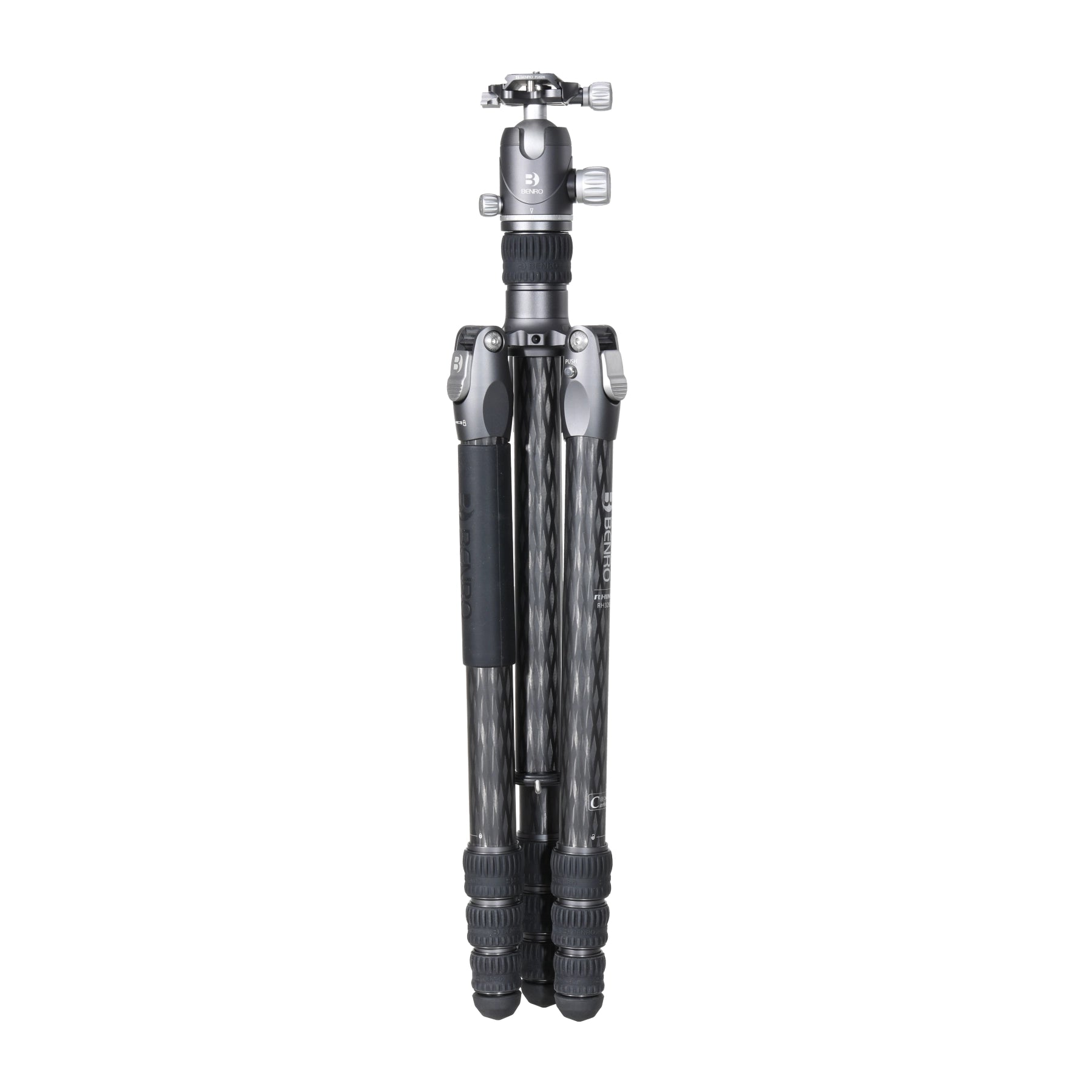 Benro Rhino Carbon Fiber Travel Tripod with VX30 Head FRHN34CVX30 side angle with legs folded