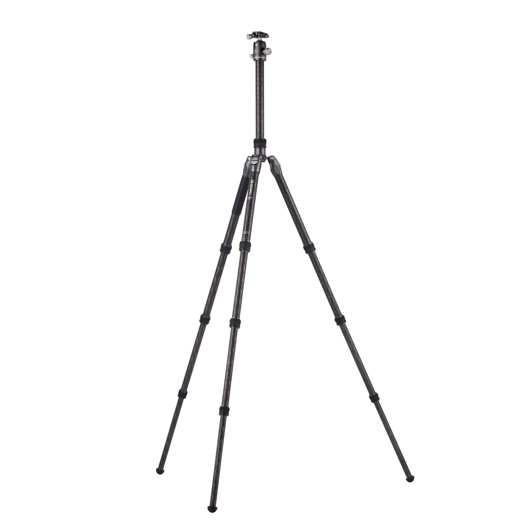 Benro Rhino Carbon Fiber Travel Tripod with VX30 Head FRHN34CVX30 side angle with legs and neck tube extended